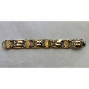 Size 7.25 Unbranded 925 Sterling Silver Round Link Bracelet w/ Leaf Designs